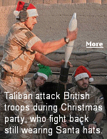 British troops were in the middle of a traditional carol service, complete with Santa hats and song sheets, when they came under attack from the Taliban.